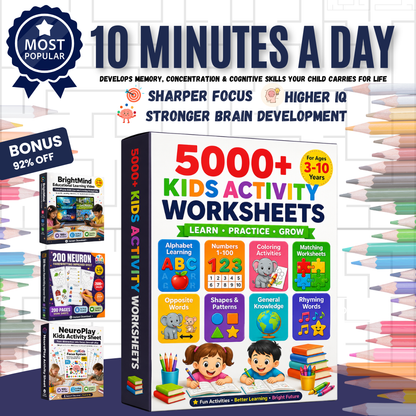 BrainBooster Kids Worksheet Bundle |Early Learning |2026 Best Selling and Trending Product| Overall Kids Growth Bundle|