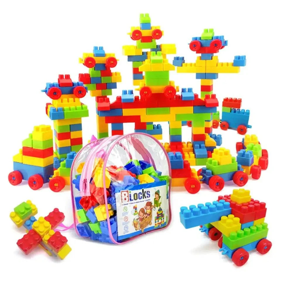 Smart Builder Blocks Set for Kids | Creative Building Toy with Wheels &amp; Storage Bag