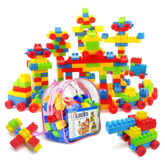 Smart Builder Blocks Set for Kids | Creative Building Toy with Wheels &amp; Storage Bag