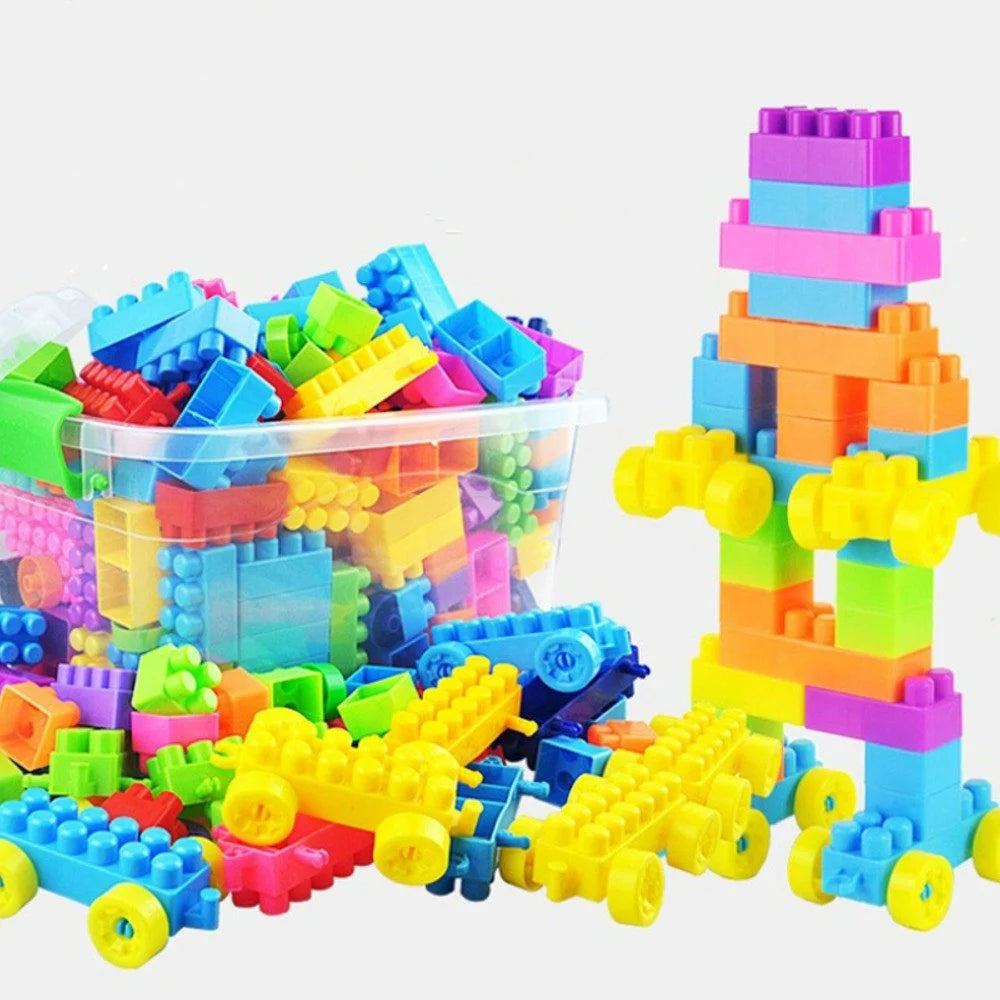 Smart Builder Blocks Set for Kids | Creative Building Toy with Wheels &amp; Storage Bag